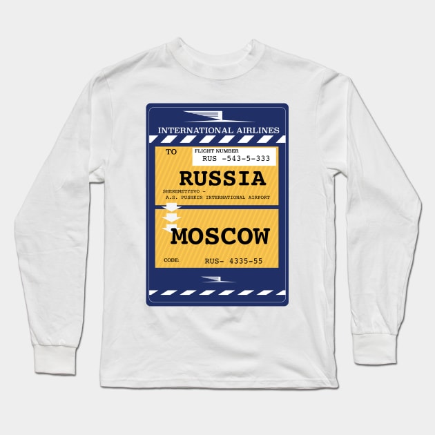 Russia Moscow travel ticket Long Sleeve T-Shirt by nickemporium1